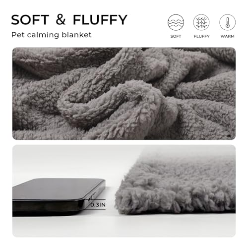 Image of 1 Pack 3 Calming Blankets Fluffy Premium Fleece Pet Blanket Soft Sherpa Throw for Dog Puppy Cat Grey Medium (30 inchx20'')