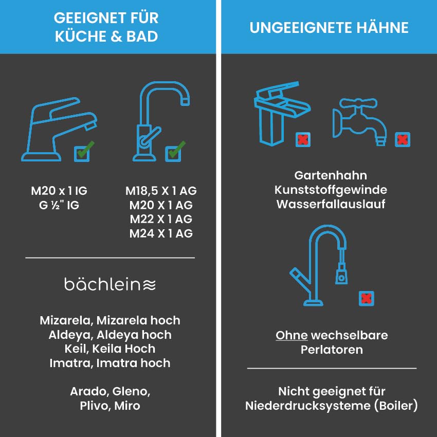 Bächlein uniwersalna nasadka do kranu ze szczotkowanej stali nierdzewnej z dwoma rodzajami strumienia, obrotowy perlator do kranu kuchennego