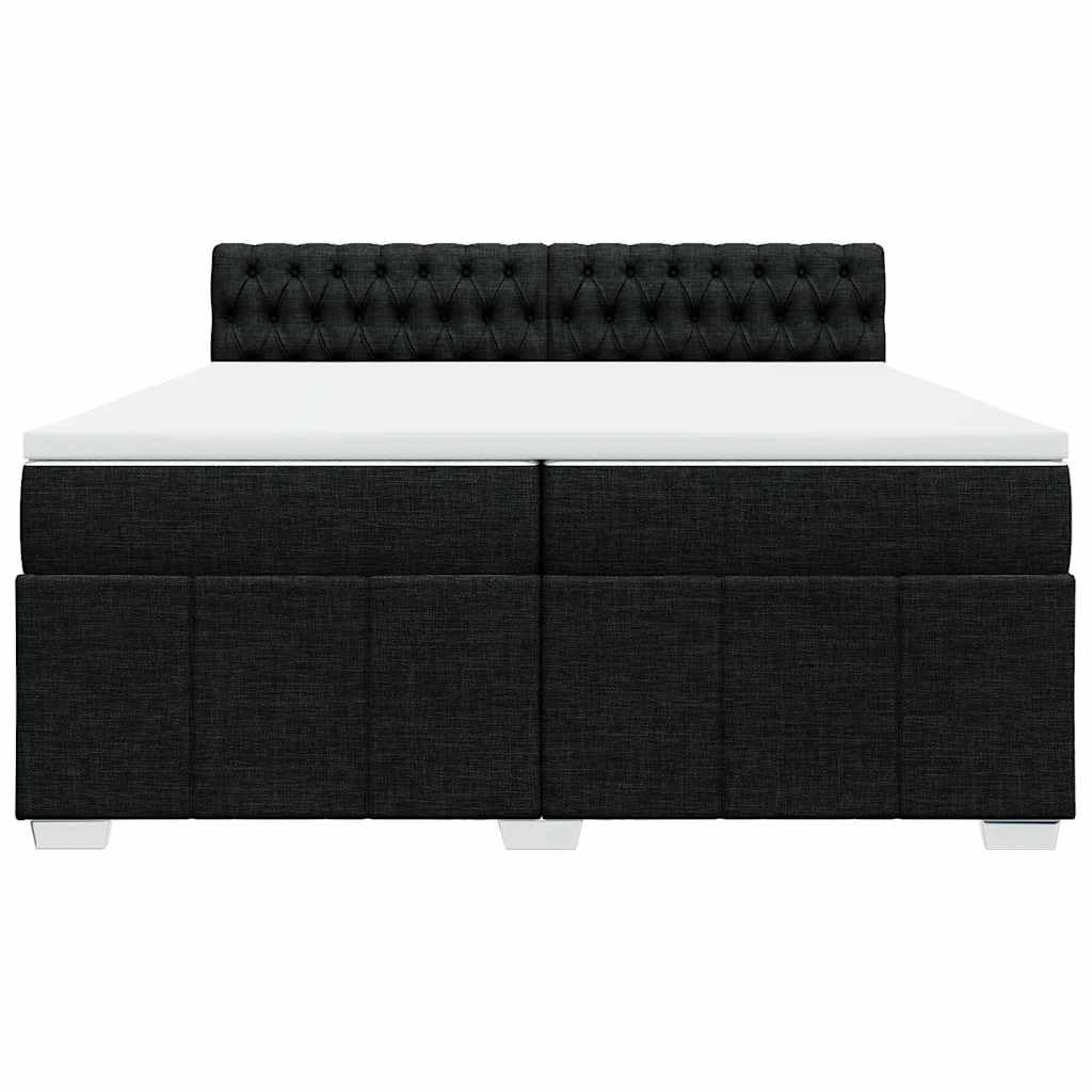 Cama con somier con colchón de 200 x 200 cm en tejido negro, núcleo de muelles ensacados para un agarre óptimo y una transferencia de movimiento reducida, incluye cómodo y transpirable