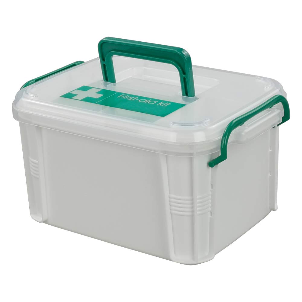 Kekow White Small Plastic First-aid Kit Storage Box Container Bin with Handle and Latches