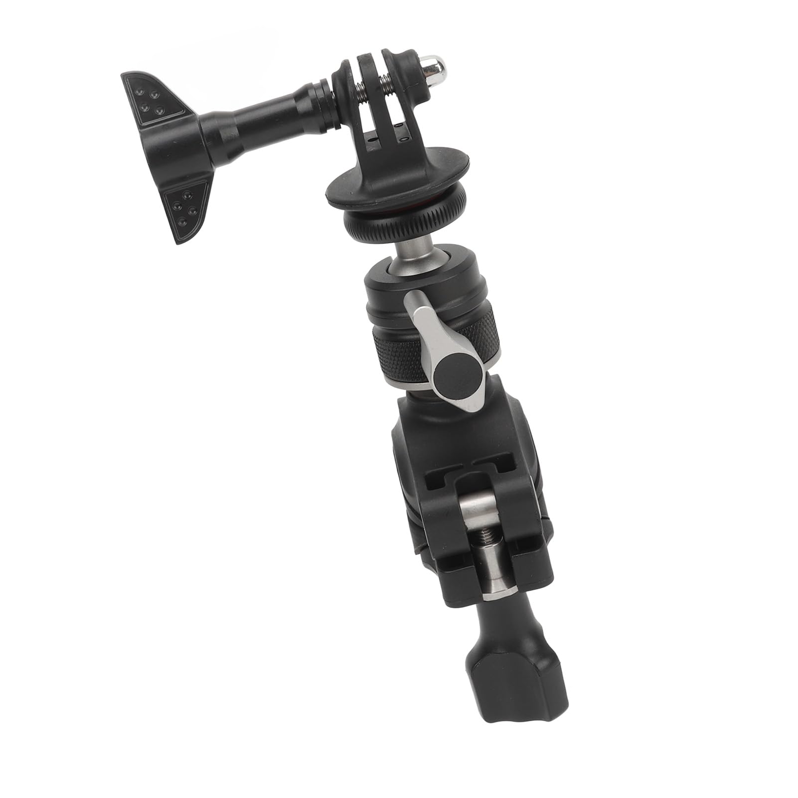 Abrazadera de Montaje para Cámara de Motocicleta, Rotación de 360°, Antivibración con Adaptador de 1/4 de Pulgada, Lente Estabilizadora, Arandelas Extraíbles, Bloqueo de Tornillo