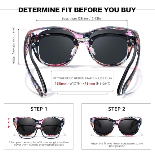 Image of Trysee Polarized Fit Over Sunglasses for Women, Trendy Oversized Wear Over Glasses Shades UV400 Protection TS5779