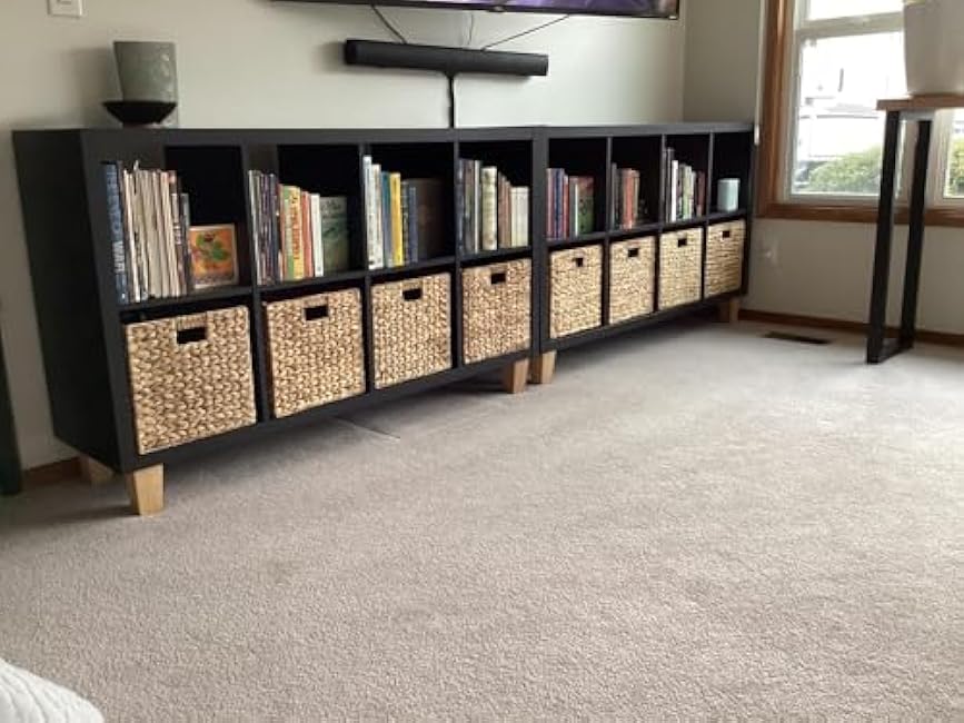 12.5x12.5 Wicker Storage Cubes, Water Hyacinth Storage Basket, Wicker Storage Baskets for Shelves, Woven Baskets for Storage, Square Wicker Storage Basket for Bedroom, Living Room