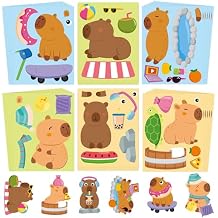 CY2SIDE Capy Face Stickers Sheets - 36PCS Cute Cartoon Animal Make a Face Stickers for School Reward, Make Your Own Funny Animal Birthday Party Decorations, DIY Kawaii Capy Activities