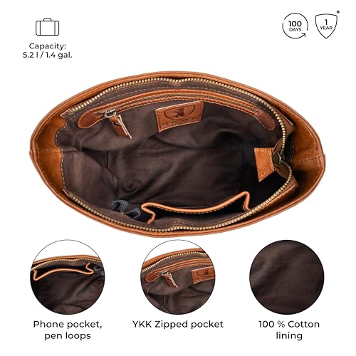 Berliner Bags Vintage Genuine Leather Shoulder Bag Madison, Small Tote Bag, Bucket Bag, Top Handle Bag for Women - Brown4