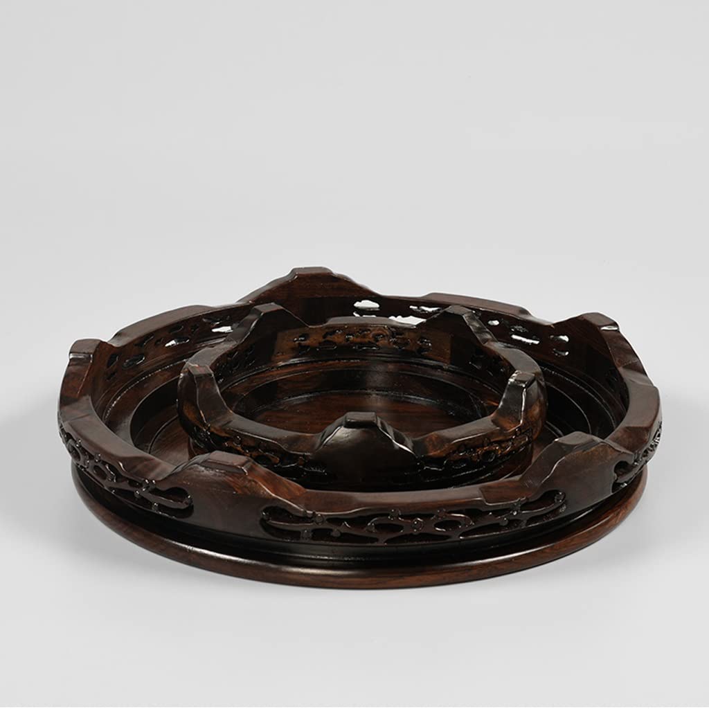 Estatua Base Jarrón Soporte Redondo Bonsai Base Ornamento Base Caoba Artesanía Piedra Bonsai Tetera Florero Incenso Quemador Buda Estatua Base Soporte para Familia Madera Exhibición Base Bonsai