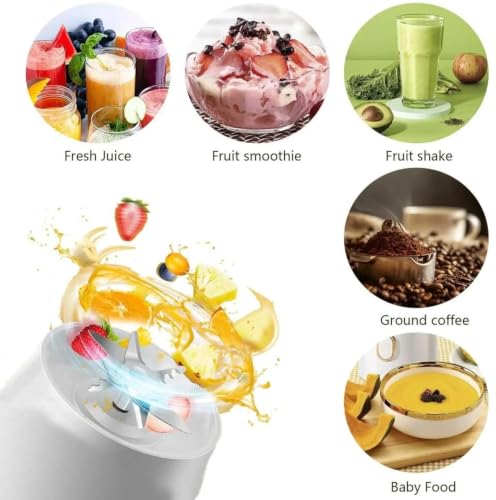 Image of Mini Juicer Mixer Grinder, 6-Blade with 1500mAh Battery High-Speed Fruit Juicer for Home, Office, Gym & Travel, 6-Blade High-Speed Fruit Juicer for Home, Office, Gym & Travel-White4