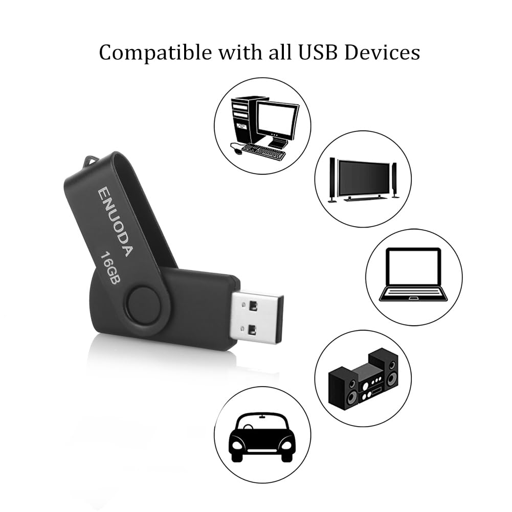 Lot De 2 Clés USB 16 Go ENUODA - USB 2.0 Avec LED Et Clip Rotatif