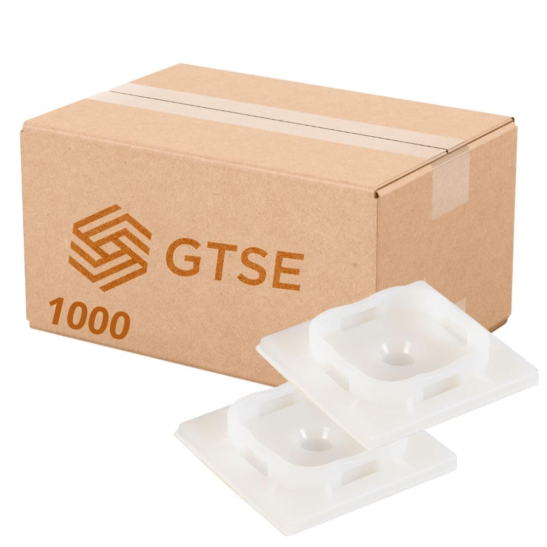 1,000 Pack of White Cable Tie Bases - 40mm x 40mm - Premium Adhesive Fixing Mounts by Gocableties