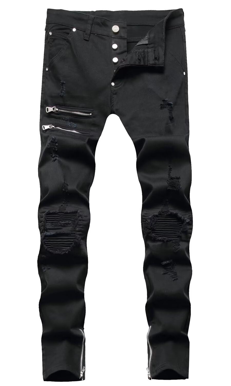 HENGAO Mens Fashion Slim Fit Skinny Destroyed Ripped Jeans, 1161