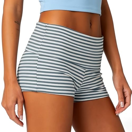 Image of KMBANGI Womens Fold Over Shorts Elastic Waist Y2k Lounge Shorts Foldover Cute Pajama Micro Bottoms Mini Shorts Sleepwear