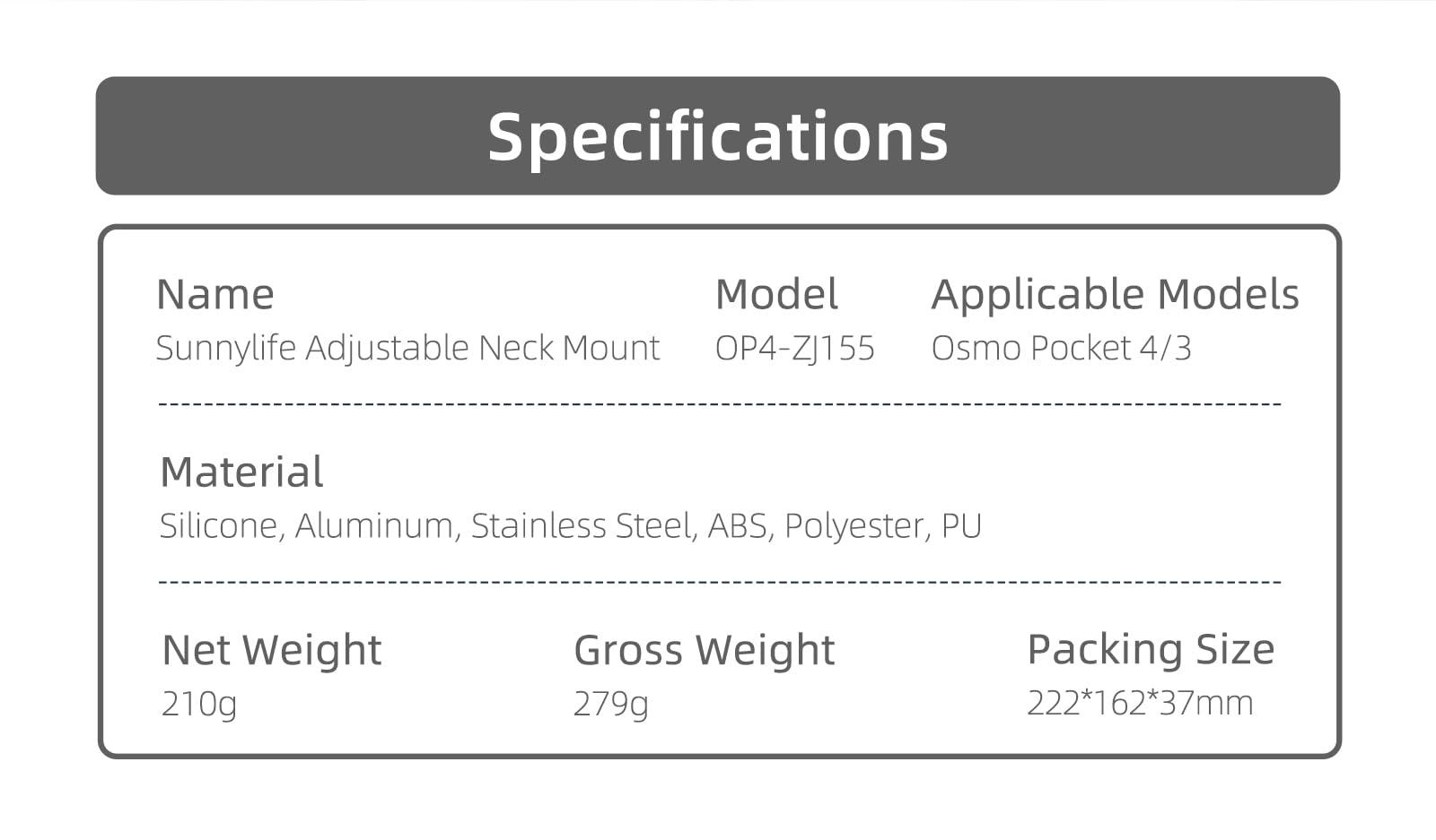 Support de Cou Réglable pour DJI Osmo Pocket 4/3 - Harnais de Poitrine POV Flexible avec Adaptateur à dégagement Rapide (Noir)