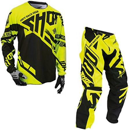 Shot Race Gear - Contact Raceway Neon Yellow Jersey/Pant Combo - Size - LARGE/32W