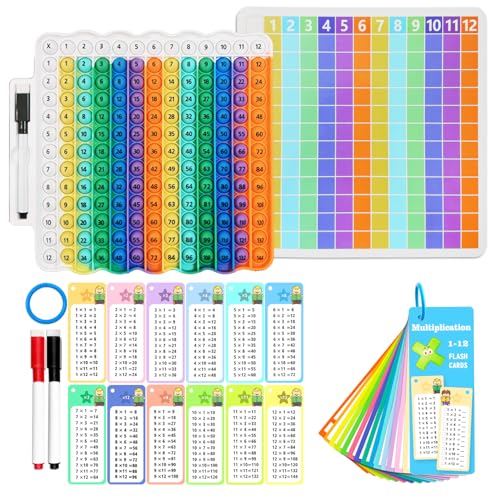 Image of Multiplication Flash Cards + Pop Fidget Multiplication Chart, Times Table Educational Flashcard 3rd Grade, 4th, 5th, 6th Grade for Kids