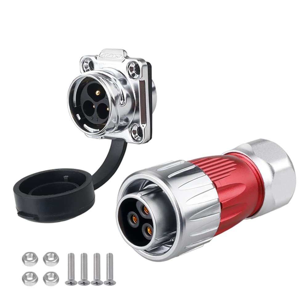 CNLINKO DH Series M20 Waterproof Connector 2/3/4/5/7/9/12 Pin Bayonet Connecting Type Metal Shell Soldering Cable Landscape Light Female Plug Male Socket IP67 Waterproof connectors
