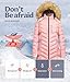 CREATMO US Women's Ladies Petite Puffer Mid Length Bubble Coat Soft Fur Lining Jacket Pink XS