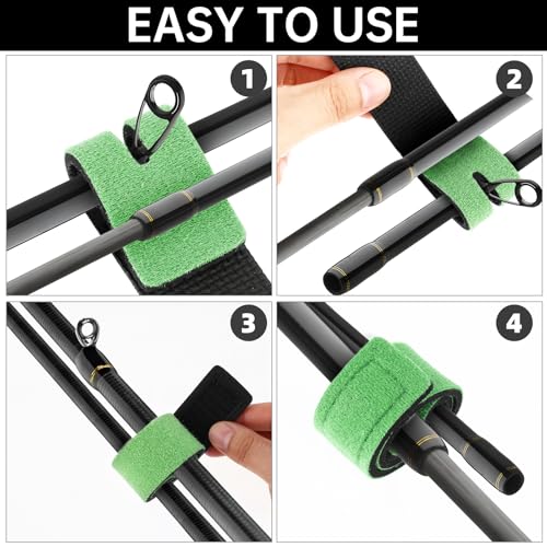 6 peças de tiras de vara de pesca, cintas de vara de pesca, tiras elásticas para vara de pesca, aces