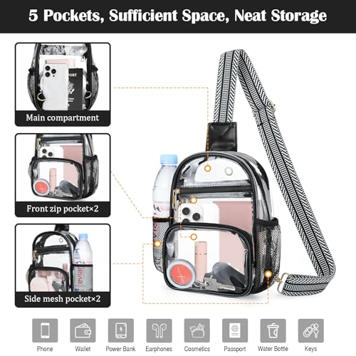 MoKo Clear Bag Stadium Approved - Multi Pockets Clear Sling Purse Crossbody Bag with Adjustable Shoulder Strap4