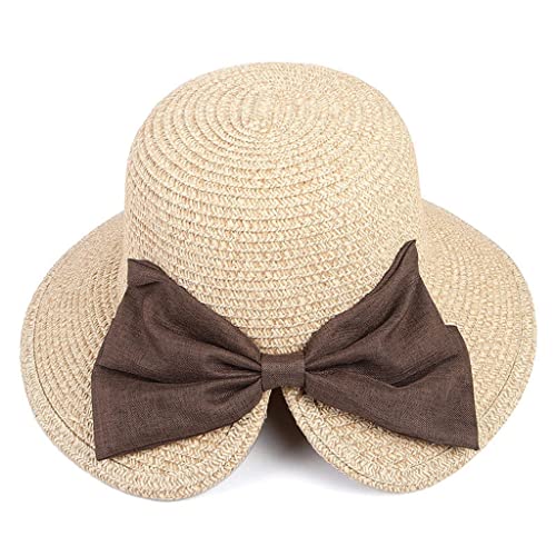 Chapeau de soleil grand bord anti-UV avec nœud chic pour femme