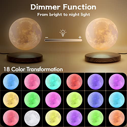 Qqv Levitating Moon Lamp Night Light 18 Colors 3D Printing Magnetic Floating, Rotating Moon Light With Timing Setting, Remote & Touch Control, As Birthday Christmas Gifts, Unique Home Office Decor #TOP2