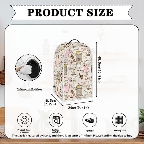 Image of Talayituse Coffee Print Blender Dust Cover with Handle, Stand Mixer or Coffee Maker Appliance Cover Anti Fingerprint Dust Proof Stain Resistant Blender Cover for Home Kitchen
