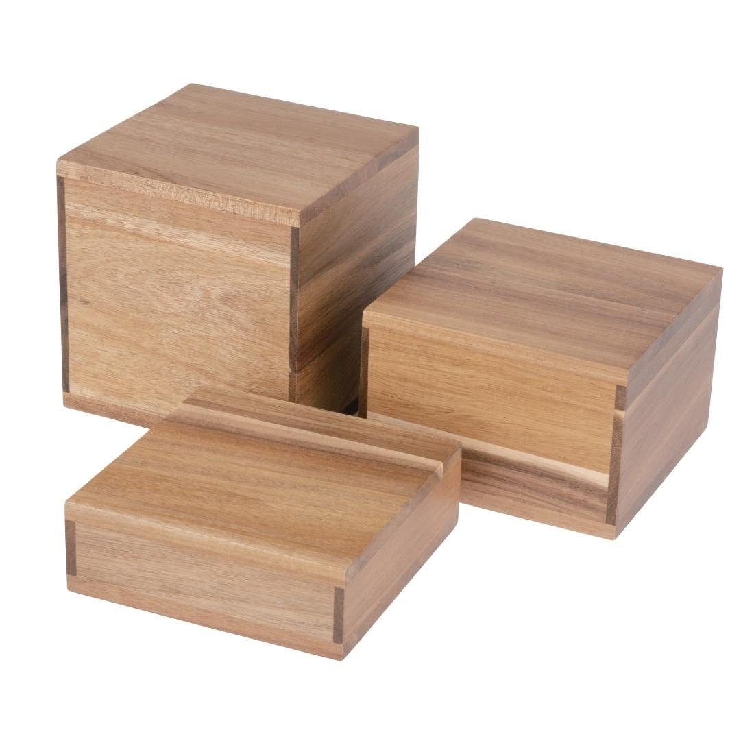 Olympia Acacia Food Riser Blocks 50/100/150mm (3 Pack) - Food Display Accessory for Buffets, Catering, Cafes DF875