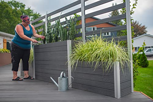 Vita Urbana 11 Foot Long Embossed Vinyl Parklette Planter Combo With Trellis, Slate Gray, Grey, Woodgrain, Pvc, Bpa And Pthalate Free, Vt17630 #TOP1