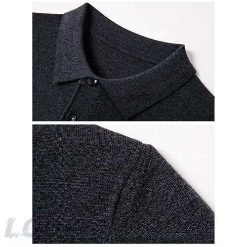 Dcvmvmn Men's Long-Sleeved Wool Blend Solid Color Pullover Sweater with Lapel Casual Bottoming Sweater3