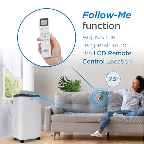 Image of BLACK+DECKER Portable Air Conditioner, 12,000 BTU for Rooms Up To 550 Sq. Ft., Portable AC with Follow Me Remote Control & Window Kit, BPT08WTB, White