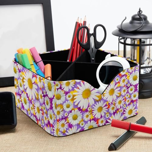 Organiseur de bureau marguerite violette à 4 compartiments pour maison - 8
