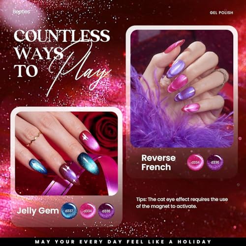 Image of Beetles Cat Eye Gel Nail Polish Set - 20 Colors Gemstone Party Gel Polish Set Pink Blue Red Purple Glitter with Magnet Pen Base Top Coat DIY Salon Manicure Soak Off UV LED Spring Gifts for Women