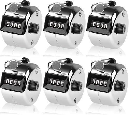 Lawei 6 Pack Hand Tally Counter 4-Digit Lap Counter Clicker Handheld Mechanical Number Click Counters with Metal Finger Ring Hoop Holder