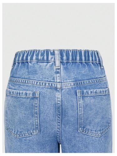 Floerns Girl's Heart Print Cute Ripped Baggy Jeans Straight Wide Leg Streetwear Denim Pants4