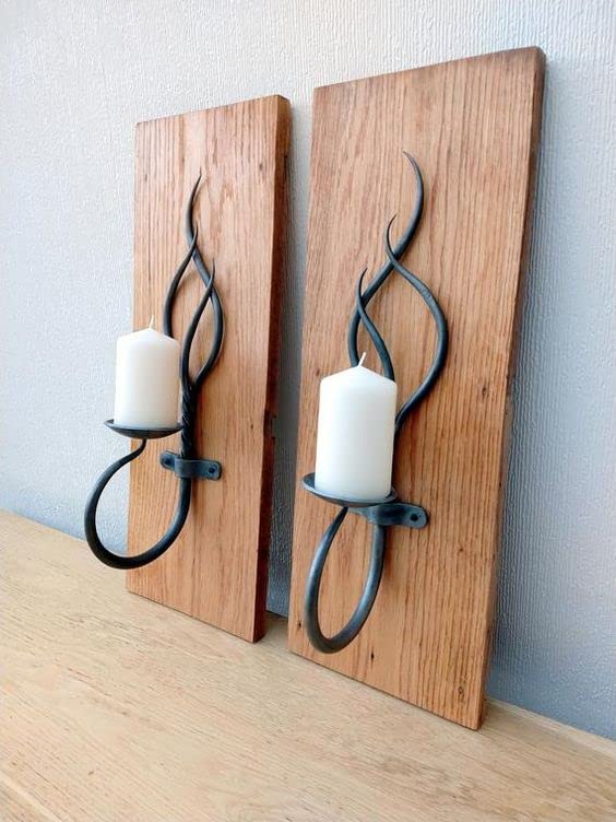 Hand Forged Iron Wall Sconces Candle Stand Fantasy Design