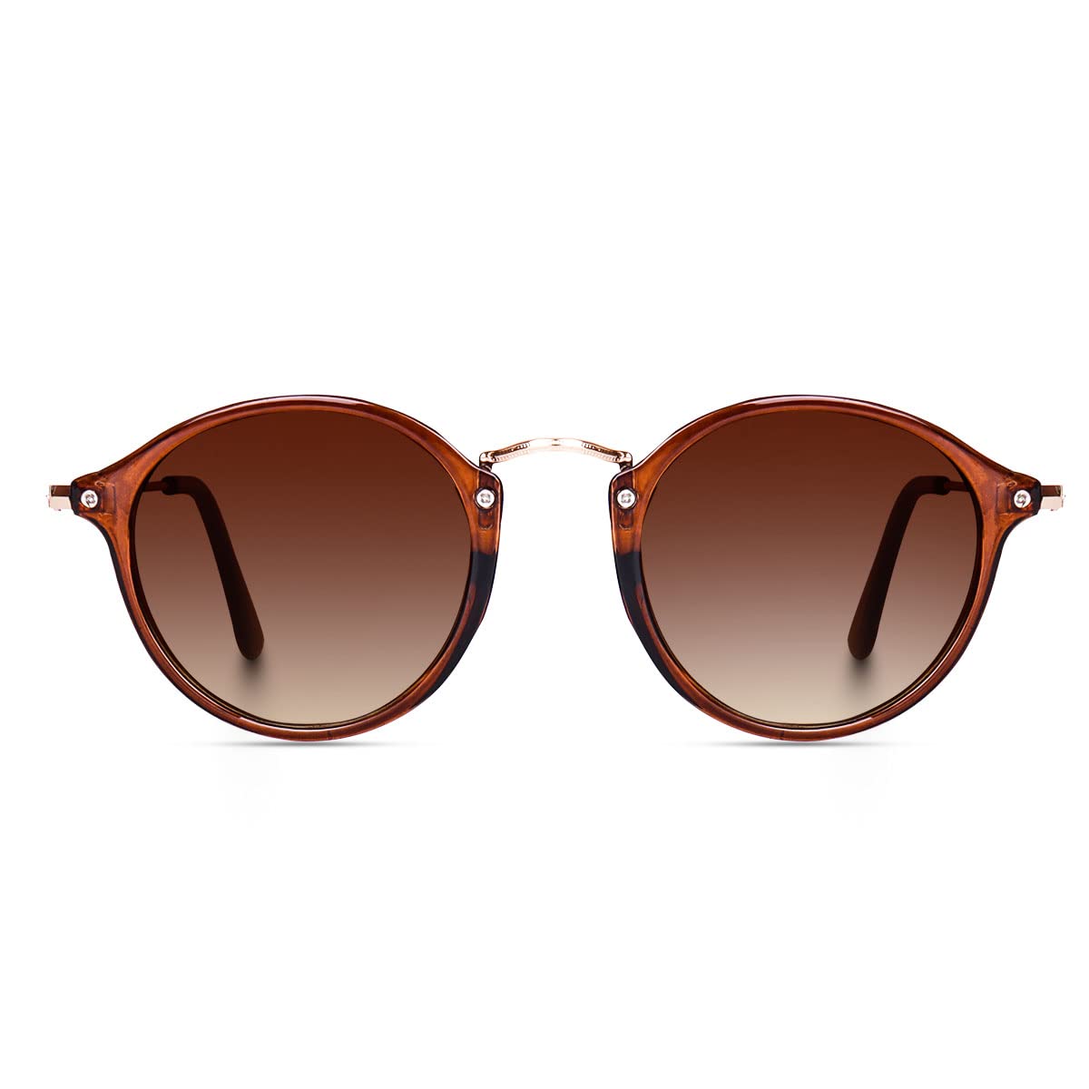 Round Sunglasses for Women | Vintage Fashion Sunglasses With UV 400 Protection | Round Frame Eyewear | Brown-image-3