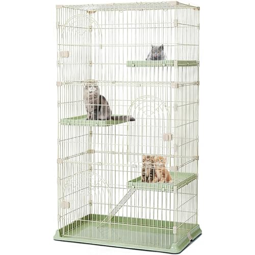 Grande cage pour chat à 3 plates-formes et échelle verte