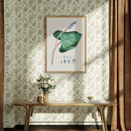 crmotu Vintage Framed Wall Art, Flower Leaf Botanical Prints, Minimalist Floral Watercolor Canvas Pictures, Nature Plant Paintings Wall Decor Living Room Bedroom Bathroom Home Office, 16x24 inch
