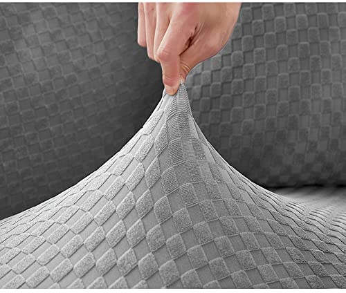 Housse pour canapé en forme de L marron tissu jacquard extensible 2 places