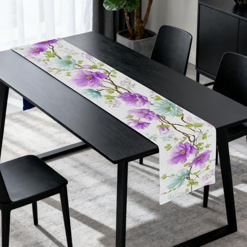 Image of Nuxovilar Purple Floral Table Runner Flax 13x72 in