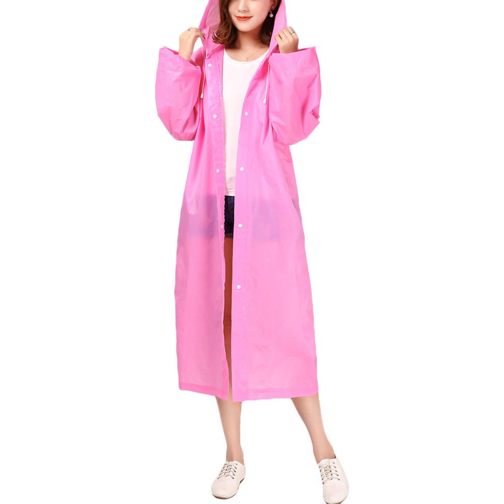FIRMED STRING RAINCOAT FOR WOMEN-PVC TRANSPARENT WATERPROOF REUSEABLE RAINWEAR WITH FUNCTIONAL POCKETS - ADJUSTABLE HOOD & CARRYING POUCH-image-42