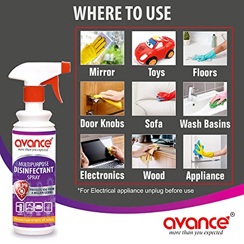 Image of Avance Multipurpose Disinfectant Spray | Kills 99.9% germs on all surfaces - glass /metal /wood /floor /tiles /home /kitchen (400ml)