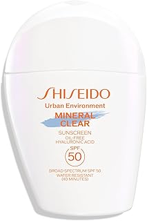 Shiseido Urban Environment Mineral Clear Sunscreen SPF 50 - Visibly Improves Skin Tone, Radiance, Wrinkles & Firmness - Water Resistant for 40 Minutes - Non-Comedogenic - 1 fl oz