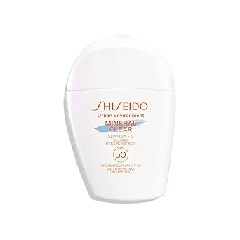 Shiseido Urban Environment Mineral Clear Sunscreen SPF 50 - Visibly Improves Skin Tone, Radiance, Wrinkles & Firmness - Water Resistant for 40 Minutes - Non-Comedogenic - 1 fl oz