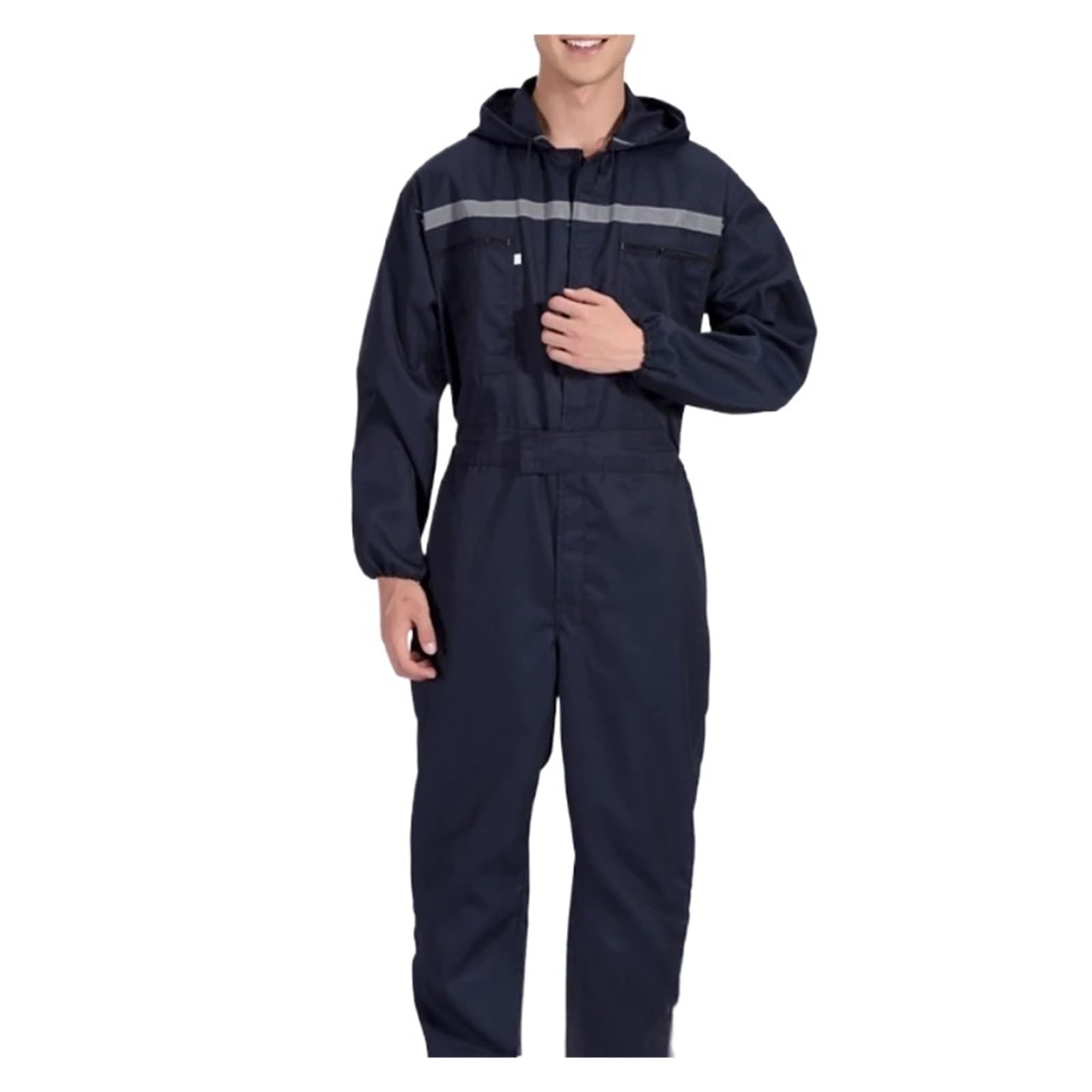 Overoles de Trabajo Ropa de Trabajo Bolsillos Reflectantes con Cremallera Overoles de Seguridad for mecánicos de automóviles a Prueba de Polvo(Blue,XL)