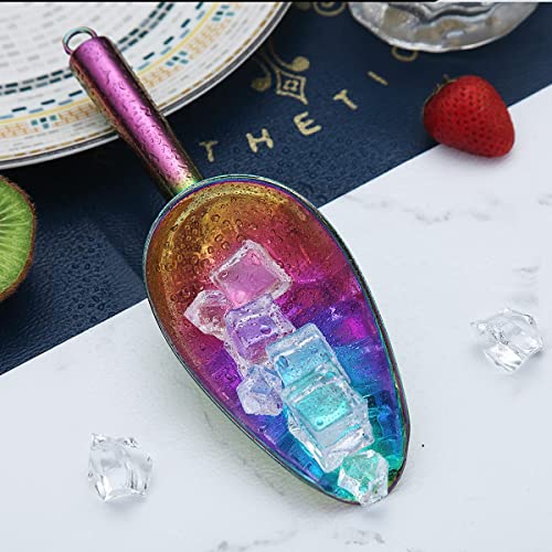 Berglander Edelstahl Regenbogen Eisschaufel 6 OZ, Titan Bunte Beschichtung Metall Eisschaufel Für Eisbereiter Mehrzweck Für Süßigkeiten Hochzeit Küche Haustier Tier Hundefutter Schaufel Strandschaufel