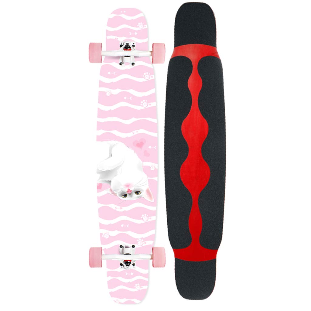 YQQ-MOTION Skateboard Dancing Longboard 46 Inch Drop Through Freestyle Longboard Skateboard Cruiser 7-Ply Maple and Smooth Pu Casters, Skate Styles in Graphic Designs