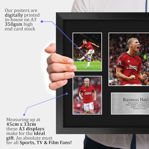 HWC Trading FR A3 Rasmus Hojlund Printed Memorabilia Signed Autograph Photograph Display for Football Fans and Supporters - A3 Framed - Image 3