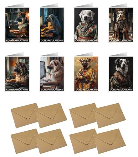 Cartes de félicitations ARA Step avec enveloppes motif Berger d'Anatolie Samouraï