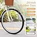 GYMAX Beach Cruiser Bike for Adults, 24/26 Inch Commuter Bicycle for Women with Rattan Basket, Ergonomic Low Step-Through Frame, Rear Rack & Adjustable Seat, City Bike Cruiser Bicycle (24 inch,Beige)