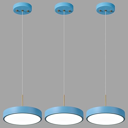 Lámpara colgante LED moderna de 9.05 pulgadas, lámpara colgante con forma acrílica azul regulable de 6000 K para comedor, cocina, isla y sala de